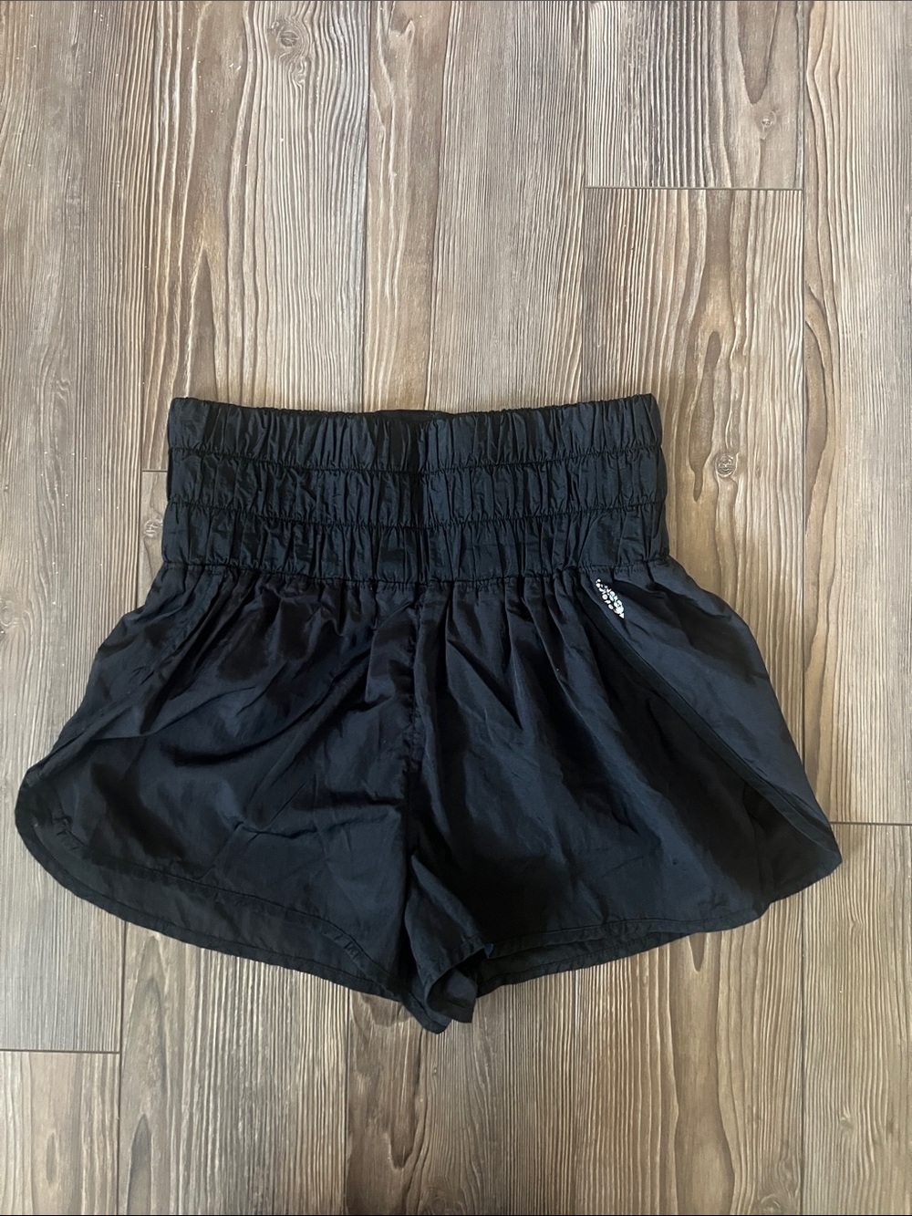 FP Movement by Free People Black Smocked-Waist Athletic Shorts